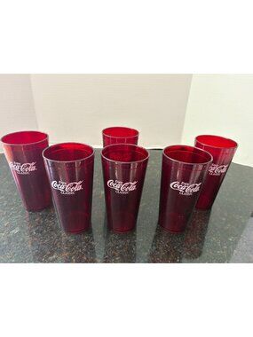 Carlisle 6" Red Plastic "Enjoy Coca-Classic Classic" 16 Ounce Drinking Glasses